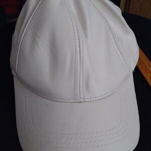 Pleather White Baseball Cap